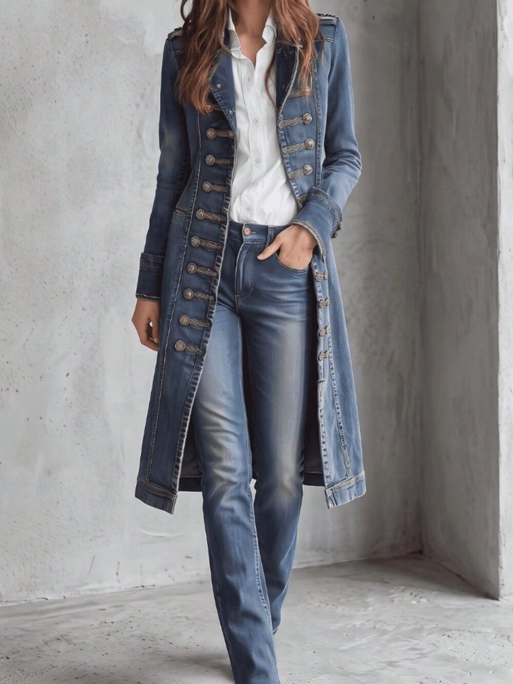 Blue Casual Women's Denim Coat - Picture 2 of 4